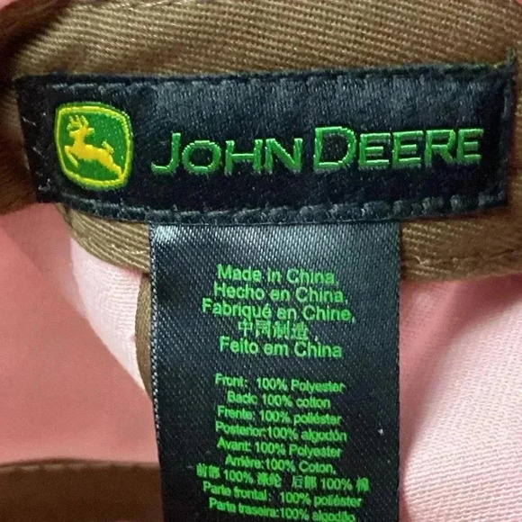 JOHN DEERE SNAPBACK HAT  ONE SIZE PINK WITH CORK FRONT JOHN DEERE GRAPHIC - Picture 8 of 12